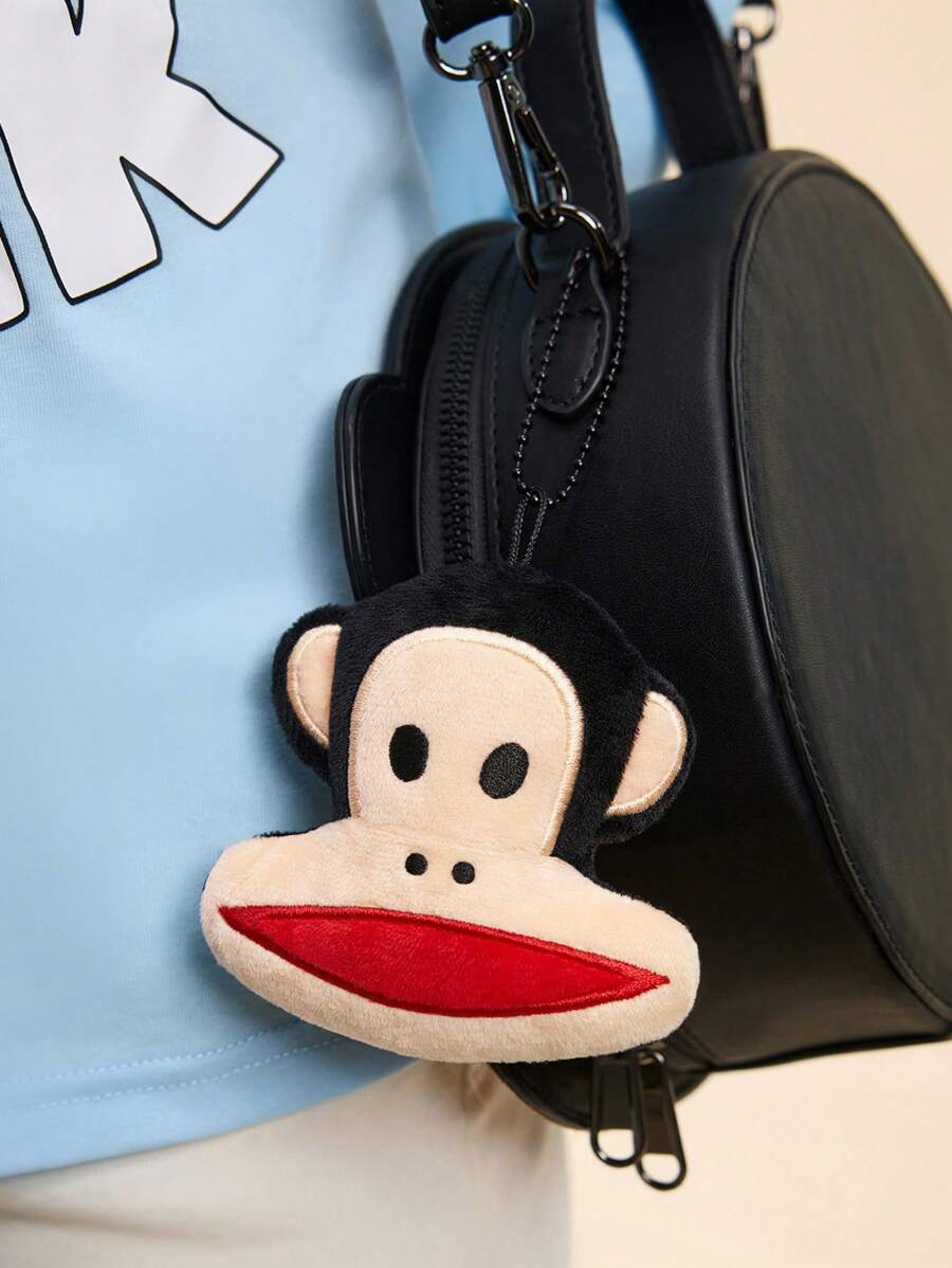 Paul Frank X SHEIN 1pc Cute Animal  Keychain, Monkey Pattern, Can Be Hung On Bags Or Keychains - Black - View 1