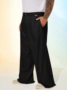 EASEVO Plus Size Men's Loose Fit Woven Wide Leg Casual Pants
