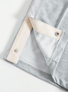 Manfinity Hypemode Men's Casual Star Embroidered Drawstring Waist Side Slit Sweatpants - Light Grey - View 6