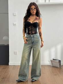 Coolane Conjunto de verano estilo festival para mujer, traje ajustado de encaje negro sexy estilo Y2K para festivales de música