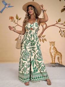 Travachic Mono de pierna ancha de talla grande con estampado bicolor, tejido, nudos retorcidos y calado