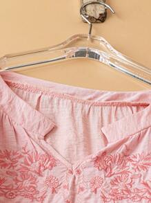 Linhara CURVE Áo cánh thêu cỡ lớn cho nữ, phong cách thường ngày Boho-Chic thanh lịch - Hồng - Xem 4