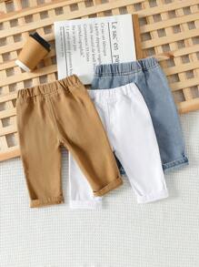 Conjunto de 3 pantalones vaqueros de niño de uso diario informales con cintura elástica