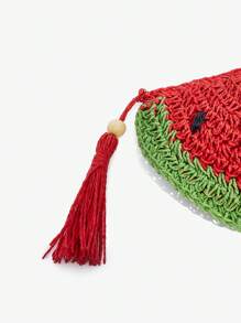 SHEIN SXY 女士，女式手拿包，草编包，时尚，优雅，简约，个性，百搭，西瓜造型，水果造型，适合海滩，度假，节日，夏季，海边