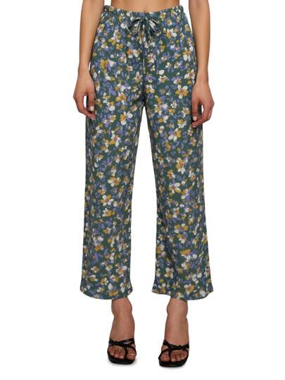 GIOIA TANG Urlaubs-Stil lässige Gerade-Bein Hose mit kleinem Blumenmuster