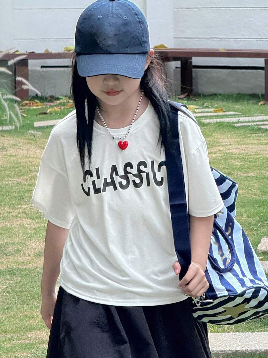 DAZY T-shirt casual pour jeune fille adolescente, automne, vêtements de rentrée scolaire - Blanc - Voir 1