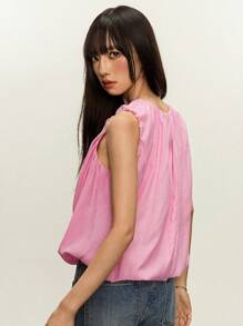 TrendSteals 1 件女式纯色无袖背心，夏季时尚 - 粉色 - 查看 3
