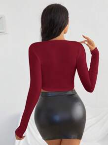 SHEIN SXY Solid Fitted Crop Tee