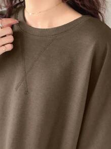 FRIFUL Women's Casual Loose Solid Round Neck T-Shirt With Side Slits, Summer