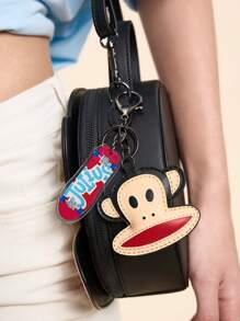 Paul Frank X SHEIN 1pc Cartoon Monkey Pattern Keychain, Suitable For Bags, Wallets, Can Be Used As Bag Decoration Or Wallet Storage Buckle, Suitable For Men, Women, Students - Black - View 3