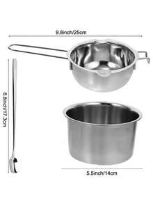 不锈钢蜡熔炉 3 件套 - 耐热蜡烛制作用品、肥皂制作套件、精油扩散器、DIY 蜡熔化工具带倾倒嘴（工匠的理想礼物）