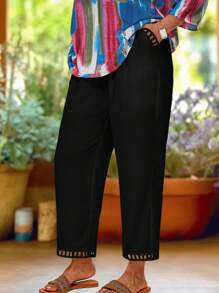 EMERY ROSE Pantaloni larghi con tasche estivi per taglie comode - nero - Visualizzare 4