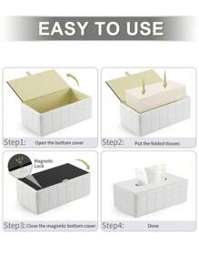 Copritissue in pelle PU nera con disegno geometrico bianco rettangolare per l'estrazione di grandi fazzoletti