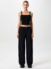 Menodora SHEIN Sport Cityvoya Women's Solid Color Crop Knit Tank Top,Internal Boning For Waist Support - Black - View 5