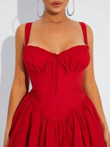 SHEIN SXY Vestido de tutú de ballet estilo princesa rojo para verano, para cumpleaños/cita/fiesta, con crinolina incorporada (no desmontable), vestido de invitada de boda para mujeres