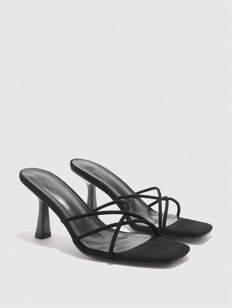 CUCCOO SZL 女士方头休闲平底系带凉鞋 - 黑色 - 查看 1