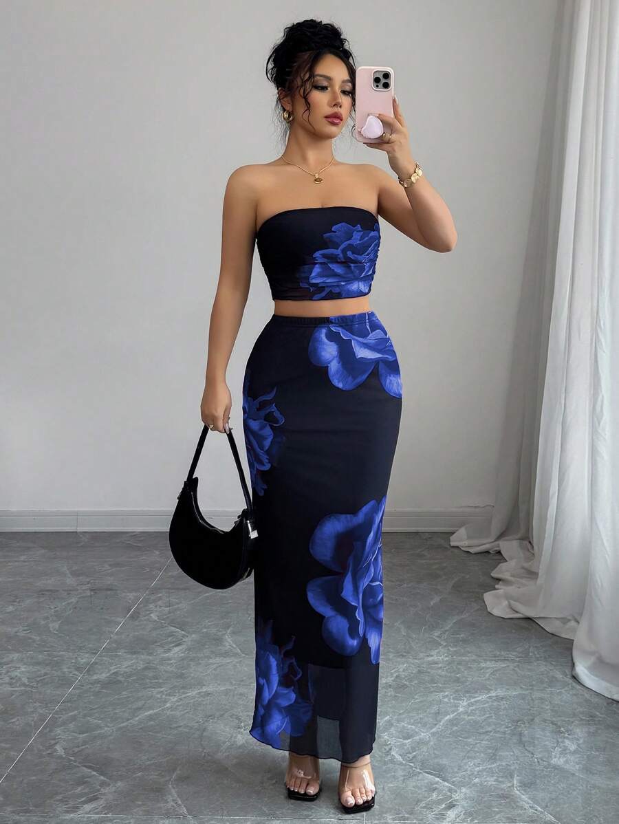 Elenzga Women Two Pieces Outfits For Daily Wear - Blue - View 1