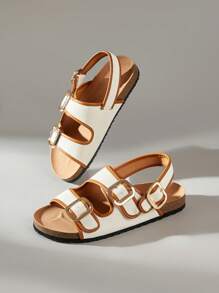 Solecia Sandalias planas casuales de mujer en beige