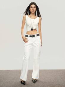 Rina Fox 1 Stück Damen einfarbige Mode Jeans Lange Hose, geeignet für den Sommer