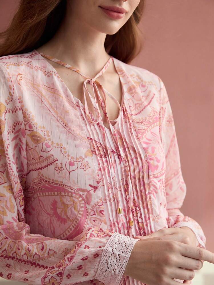 RUFFLE HEM ALL OVER PRINT DRESS