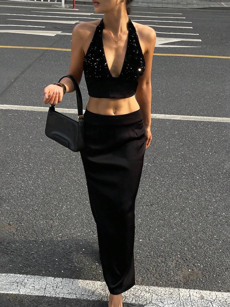 Women Two Pieces Outfits For Daily Wear Festival Outfits Sequin New Years Women Outfit Carnival