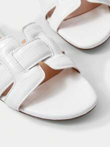 MOTF PREMIUM WOMEN FASHIONABLE SIMPLE CROCODILE PATTERN OPEN TOE FLAT SANDALS FOR SUMMER NEW YEAR HOLIDAY, SPRING SHOES SPRING BREAK EASTER FOR CHRISTMAS