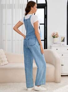 SHEIN Tuta a gamba larga in jeans da maternità, design alla moda per l'estate