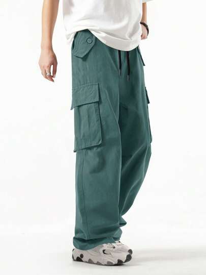 Street Life Men's Casual Solid Color Loose Cargo Pants