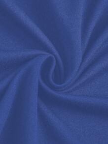 Flirla Plus Size Asymmetrical Hem Cinched Waist Casual Dress - Navy Blue - View 3