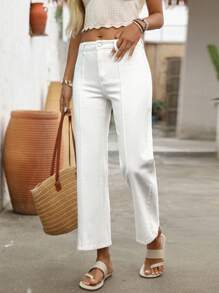 SHEIN Holidaya Women's Casual Versatile 7/8 Straight Leg Jeans