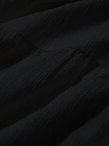 Dazy Plus 白色A字松紧腰宽松拼接半身裙春夏长裙休闲 - 黑色 - 查看 7