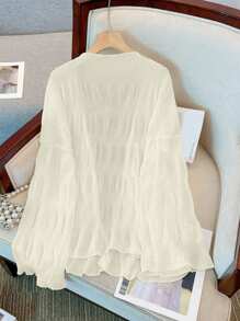 SHEIN New Lightweight French Pleated Lightweight Sun Protection Cardigan, Slimming For Women