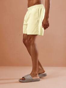 SUMWON 海滩度假泳裤夏季泳池度假服运动水上运动常规版型拉绳百慕大泳裤休闲装 - 黃色 - 查看 3