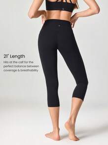 GLOWMODE 21" FeatherFit™ Gotta Glow Sweat-Wicking Stretchy Side Pockets Leggings Low Impact Yoga Pilates Studio Gym Daily Fall Winter - Black - View 2