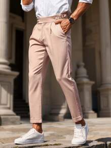 Manfinity Bizformal Pantalones de traje de unicolor para hombre, de moda para el verano - Rosa - Ver 3