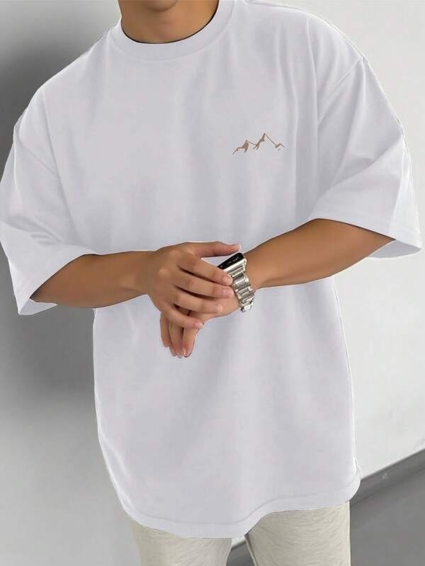 Manfinity Homme Men's Streetwear Style, Minimalist Fabric Short Sleeve T-Shirt, Cropped & Relaxed Fit, Modern & Clean Design, Popular On , Casual Daily Wear, Fashionable & Versatile, Simple Yet Eye-Catching Composition, Ideal Gift For Boyfriend, Holiday Gifts Oversized T Shirt Men Breathable Unisex T Shirts Oversized T Shirts