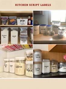 SHEIN Sheets Of Six Kitchen Labels - Waterproof Pantry Stickers For Spice Jars, Containers And Storage Organization, Home Edit Style