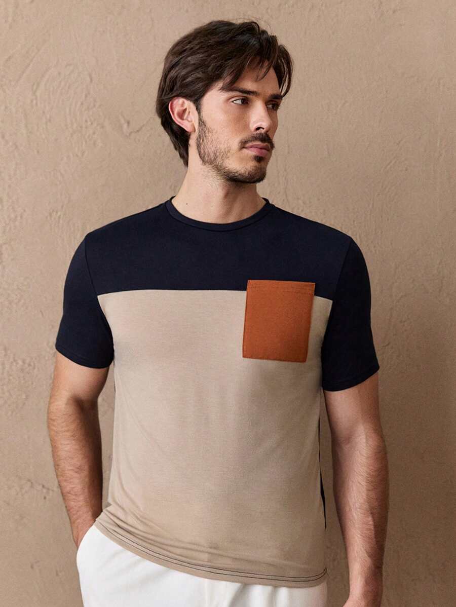 Manfinity VCAY Men T-Shirts Fit Crew Neck Short Sleeve Basic Tee Casual Summer - Multicolor - View 1