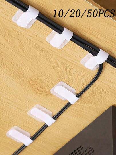 10/20/50 Peças Organizador de Cabos com Fita Aderente, Gerenciamento de Fios Sob a Mesa, Suporte de Fio Multiuso para Gerenciamento de Cabos de Computador, Suporte de Fio da Mesa, Organizador de Cabos, Fitas Aderentes para Cabos