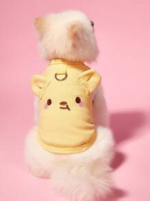 PETSIN Cute Simple Embroidered Bear Ear Design Pet Dog Cat Vest, Lightweight Breathable European And American Hot Selling Summer Model, Waffle Pattern Support Leash, Suitable For Poodle, Teddy, Bichon Frise - Yellow - View 5