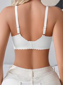 1 szt. Bezszwowy, siatkowy, patchworkowy, jednolity kolor, falbaniasty brzeg, regulowany, wyjmowany, usztywniany, bezprzewodowy biustonosz