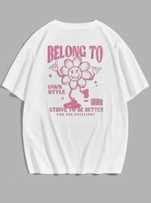 Manfinity VCAY Camiseta de manga corta blanca de punto informal de talla grande