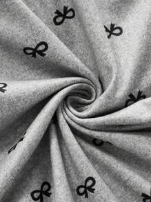 SHEIN 2件套/组 全印花蝴蝶结设计休闲女式睡衣裤套装，秋冬服装 - 彩色 - 查看 4