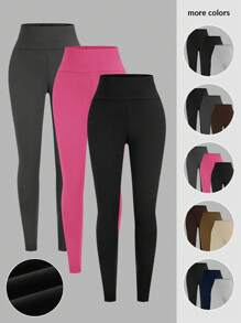 SHEIN SXY 3 paquetes de leggings para mujeres, cómodos y suaves para yoga, fitness y ciclismo, y uso diario