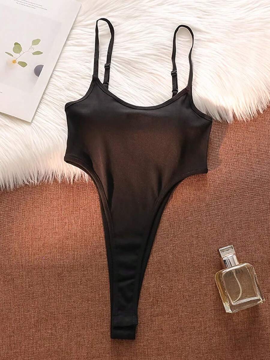 SHEIN EZwear Áo hai dây mảnh gợi cảm tối giản giản dị dành cho nữ - màu đen - Xem 1