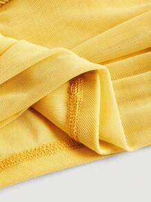 SHEIN MOD 單肩褶邊短款上衣 - 黃色 - 查看 4