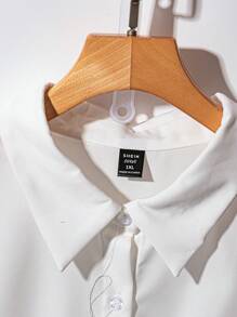 Flirla Plus Size Summer Casual Versatile Embroidery Detail Batwing Sleeve Shirt - White - View 4