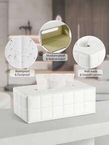 Copritissue in pelle PU nera con disegno geometrico bianco rettangolare per l'estrazione di grandi fazzoletti