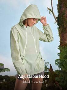 In My Nature 女士休闲抽绳连帽户外飞行员夹克女款徒步服装 - 綠色 - 查看 5