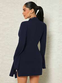 SHEIN SXY Lapel Collar Wrap Hem Dress